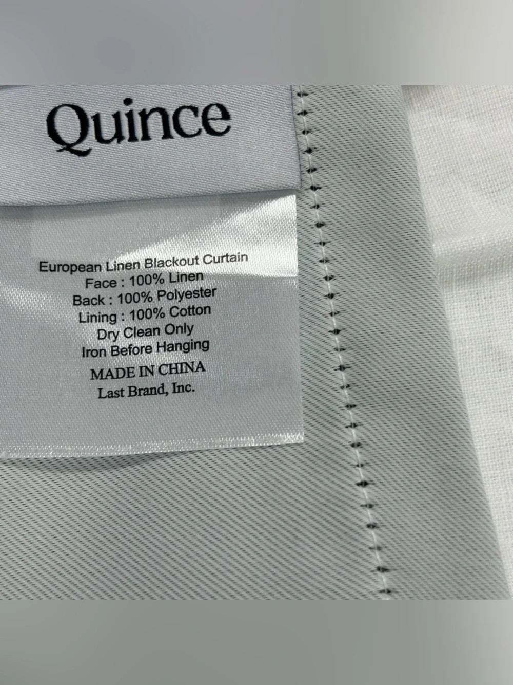 QUINCE Set Of 2 48x96 European Linen True Blackout Curtains White 8541